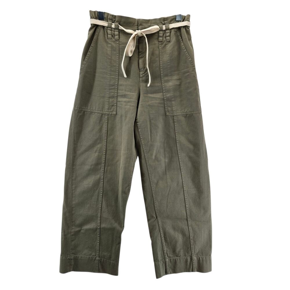 A.L.C. Pants Womens 8 Augusta High Waisted‎ Paperbag Wide Leg Crop Belted Green
